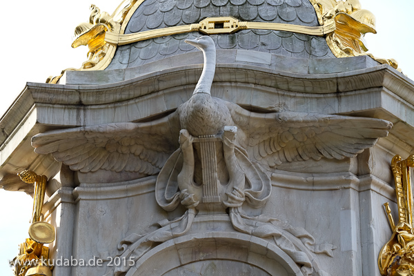 Musiker-Denkmal im Großen Tiergarten in Berlin-Tiergarten von Rudolf Siemering aus dem Jahr 1904, Zustand: Oktober 2015.