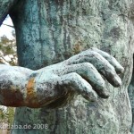 Bronzeskulptur “Dionysos” von Georg Kolbe im Kolbe-Hain in Westend, Berlin-Charlottenburg, Nachguss von 1962 aus der Bildgießerei Noack, Berlin, Detailansicht