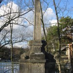 Bismarckbrücke in Grunewald, Berlin-Wilmersdorf, Detailansicht des Brückengeländers: Sandsteinskulptur