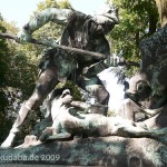Denkmal "Eberjagd der Renaissancezeit (um 1500)" von Carl Begas von 1882, Detailansicht der Skulptur