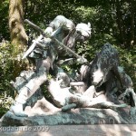 Denkmal "Eberjagd der Renaissancezeit (um 1500)" von Carl Begas von 1882, Gesamtansicht der Skulptur
