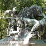 Denkmal "Eberjagd der Renaissancezeit (um 1500)" von Carl Begas von 1882, Gesamtansicht der Skulptur
