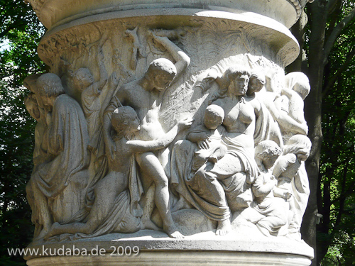 Denkmal Friedrich Wilhelm III. im Großen Tiergarten in Berlin-Tiergarten von Johann Friedrich Drake aus dem Jahr 1849, Detailansicht des Sockels