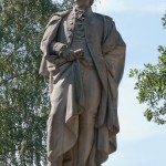 Goethe-Denkmal im Großen Tiergarten in Berlin von Fritz Schaper von 1880, Detailansicht der Standfigur Goethes