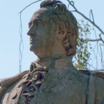 Goethe-Denkmal im Großen Tiergarten in Berlin von Fritz Schaper von 1880, Detailansicht der Standfigur Goethes
