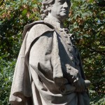 Goethe-Denkmal im Großen Tiergarten in Berlin von Fritz Schaper von 1880, Detailansicht der Standfigur Goethes