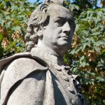 Goethe-Denkmal im Großen Tiergarten in Berlin von Fritz Schaper von 1880, Detailansicht der Standfigur Goethes