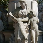 Goethe-Denkmal im Großen Tiergarten in Berlin von Fritz Schaper von 1880, Detailansicht des Sockels