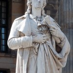 Schiller-Denkmal in Berlin-Mitte auf dem Gendarmenmarkt von Reinhold Begas, Detailansicht der Standfigur Schillers