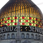 Das Gebäude der ehemaligen Zigarettenfabrik Yenidze in Dresden, von Martin Hammitzsch in einem orientalisierenden Stil 1908 - 1909 errichtet, Detailansicht der Kuppel