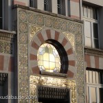 Das Gebäude der ehemaligen Zigarettenfabrik Yenidze in Dresden, von Martin Hammitzsch in einem orientalisierenden Stil 1908 - 1909 errichtet, Detailansicht