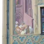 Rathaus in Ulm, Detailansicht der Wandmalerei an der Nordseite