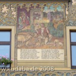 Rathaus in Ulm, Detailansicht der Wandmalerei an der Nordseite