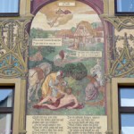 Rathaus in Ulm, Detailansicht der Wandmalerei an der Nordseite