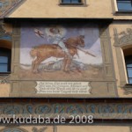 Rathaus in Ulm, Detailansicht der Wandmalerei an der Westseite