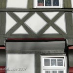 Gotisches Fachwerkhaus Brüggemeier in Fritzlar, Detailansicht mit Andreaskreuzen