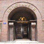 Chilehaus in Hamburg von Fritz Höger aus den Jahren 1922 - 1924 im Stil des Expressionismus, Ansicht der Fassade im Innenhof