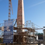 Sanierungsarbeiten am Obelisken auf dem Alten Markt im Jahr 2014