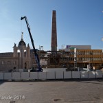Sanierungsarbeiten am Obelisken auf dem Alten Markt im Jahr 2014