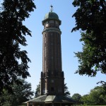 Wasserturm Jungfernheide im Volkspark Jungfernheide in Berlin-Charlottenburg aus den Jahren 1925 - 1927 in expressionistischer Bauweise, Gesamtansicht