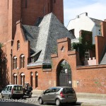 Wasserturm Tempelhofer Berg in Berlin-Kreuzberg im Stil des Historismus bzw. der Neogotik, Ausschnitt