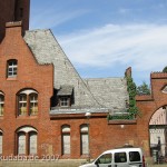 Wasserturm Tempelhofer Berg in Berlin-Kreuzberg im Stil des Historismus bzw. der Neogotik, Ausschnitt