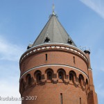 Wasserturm Tempelhofer Berg in Berlin-Kreuzberg im Stil des Historismus bzw. der Neogotik, Turmspitze