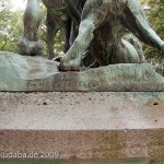 Denkmal "Fuchsjagd um 1900" von Wilhelm Haverkamp im Großen Tiergarten in Berlin-Mitte von 1904, Detailansicht