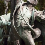 Denkmal "Fuchsjagd um 1900" von Wilhelm Haverkamp im Großen Tiergarten in Berlin-Mitte von 1904, Detailansicht des Jägers