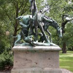 Denkmal "Fuchsjagd um 1900" von Wilhelm Haverkamp im Großen Tiergarten in Berlin-Mitte von 1904, Gesamtansicht