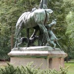 Denkmal "Fuchsjagd um 1900" von Wilhelm Haverkamp im Großen Tiergarten in Berlin-Mitte von 1904, Gesamtansicht