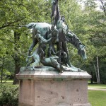 Denkmal "Fuchsjagd um 1900" von Wilhelm Haverkamp im Großen Tiergarten in Berlin-Mitte von 1904, Gesamtansicht