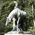 Denkmal "Fuchsjagd um 1900" von Wilhelm Haverkamp im Großen Tiergarten in Berlin-Mitte von 1904, Detailansicht der Skulpturengruppe