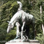 Denkmal "Fuchsjagd um 1900" von Wilhelm Haverkamp im Großen Tiergarten in Berlin-Mitte von 1904, Detailansicht der Skulpturengruppe