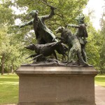 Denkmal "Hasenhetze um 1750" im Großen Tiergarten in Berlin-Mitte von Max Baumbach von 1904, Gesamtansicht