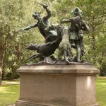 Denkmal "Hasenhetze um 1750" im Großen Tiergarten in Berlin-Mitte von Max Baumbach von 1904, Gesamtansicht