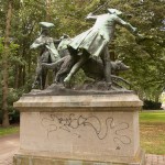 Denkmal "Hasenhetze um 1750" im Großen Tiergarten in Berlin-Mitte von Max Baumbach von 1904, Gesamtansicht