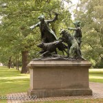 Denkmal "Hasenhetze um 1750" im Großen Tiergarten in Berlin-Mitte von Max Baumbach von 1904, Gesamtansicht