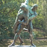 Bronzeskulptur "Ringergruppe" im Volkspark Rehberge in Berlin-Wedding von Wilhelm Haverkamp von 1906, Gesamtansicht