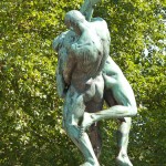 Bronzeskulptur "Ringergruppe" im Volkspark Rehberge in Berlin-Wedding von Wilhelm Haverkamp von 1906, Gesamtansicht