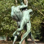 Bronzeskulptur "Ringergruppe" im Volkspark Rehberge in Berlin-Wedding von Wilhelm Haverkamp von 1906, Gesamtansicht