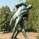 Bronzeskulptur "Ringergruppe" im Volkspark Rehberge in Berlin-Wedding von Wilhelm Haverkamp von 1906, Gesamtansicht