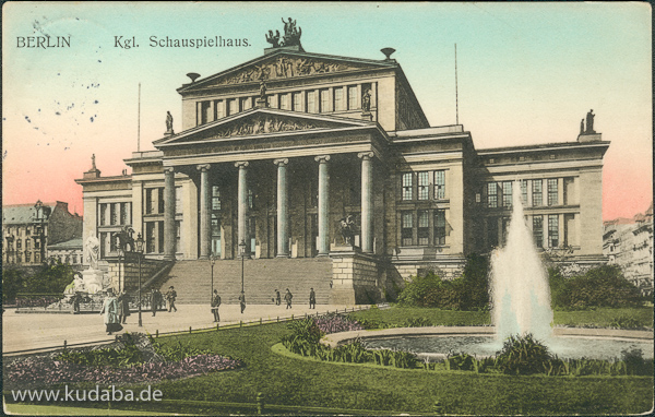 Historische Ansicht von Karl Friedrich Schinkels Schauspielhaus am Gendarmenmarkt in Berlin