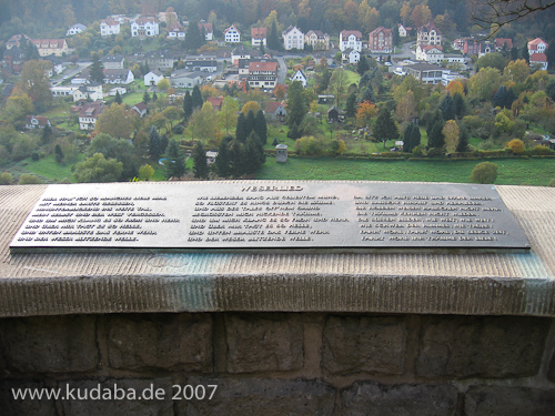 Weserliedanlage in Hann.-Münden, Detailansicht mit der Tafel mit dem Weserlied