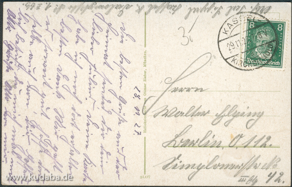 Historische Postkarte, beschriftete Rückseite