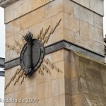 Brücke Siemenssteg in Berlin-Charlottenburg, Detail vom Brückenpfeiler am Westufer