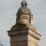 Brücke Siemenssteg in Berlin-Charlottenburg, Detail vom Brückenpfeiler am Ostufer