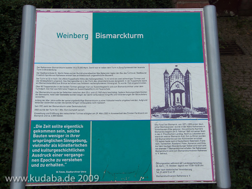 Bismarckturm in Rathenow, Informationstafel