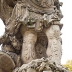 Denkmal des Großen Kurfürsten Friedrich Wilhelm Johann Georg Glume auf dem Schleusenplatz in Rathenow, Detailansicht mit dem großen Kurfürst im Ornat eines römischen Herrschers, Nahaufnahme