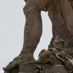 Denkmal des Großen Kurfürsten Friedrich Wilhelm Johann Georg Glume auf dem Schleusenplatz in Rathenow, Detailansicht von der Standfigur